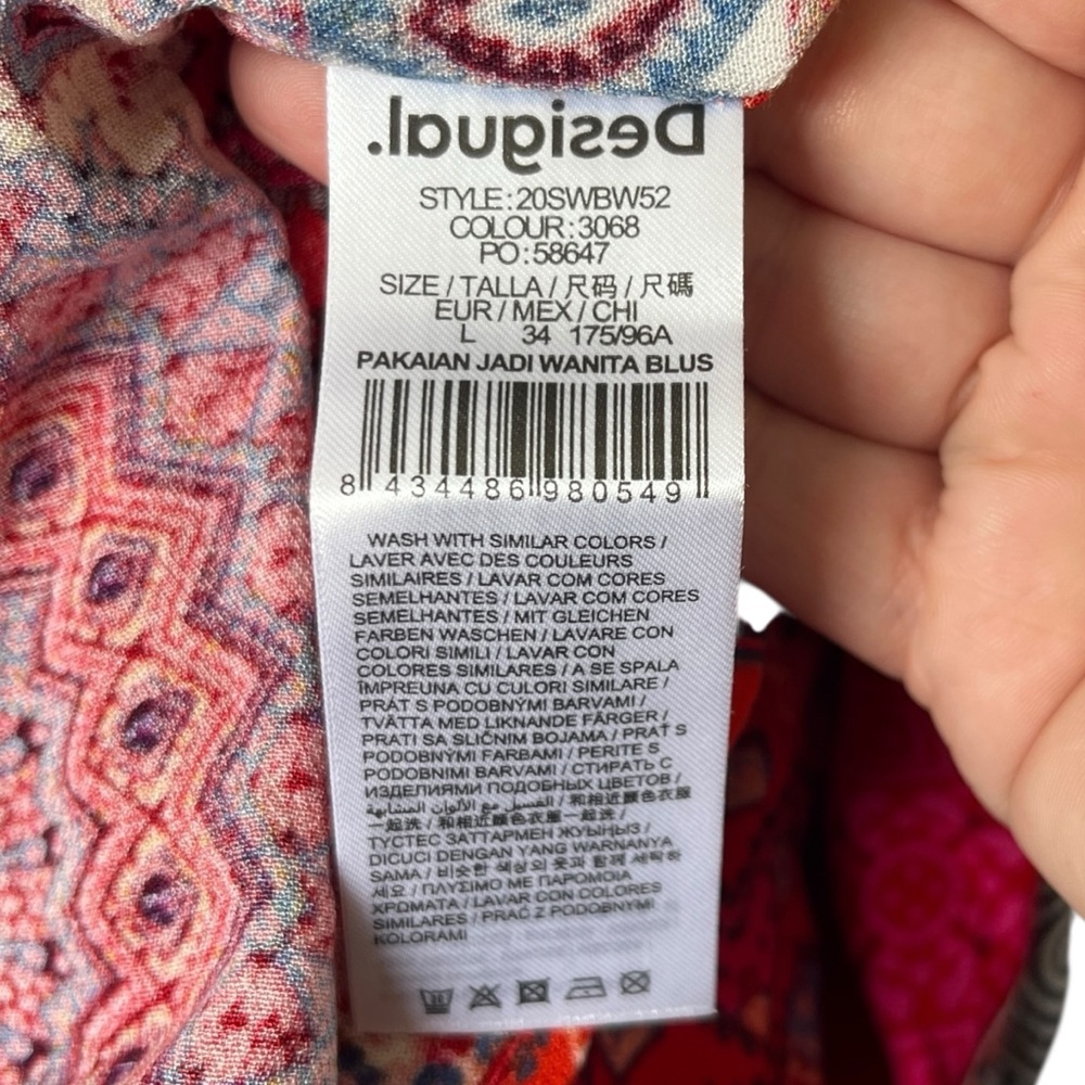 Desigual Oversized V Neck Top Patchwork Print Emb… - image 8